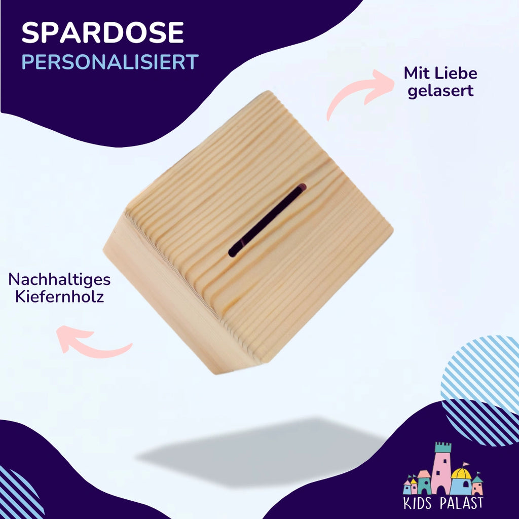 Personalisierte Holz-Spardose - KidsPalast