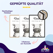 Personalisierte Geburtsposter | Tiermotiv mit Rahmen - KidsPalast