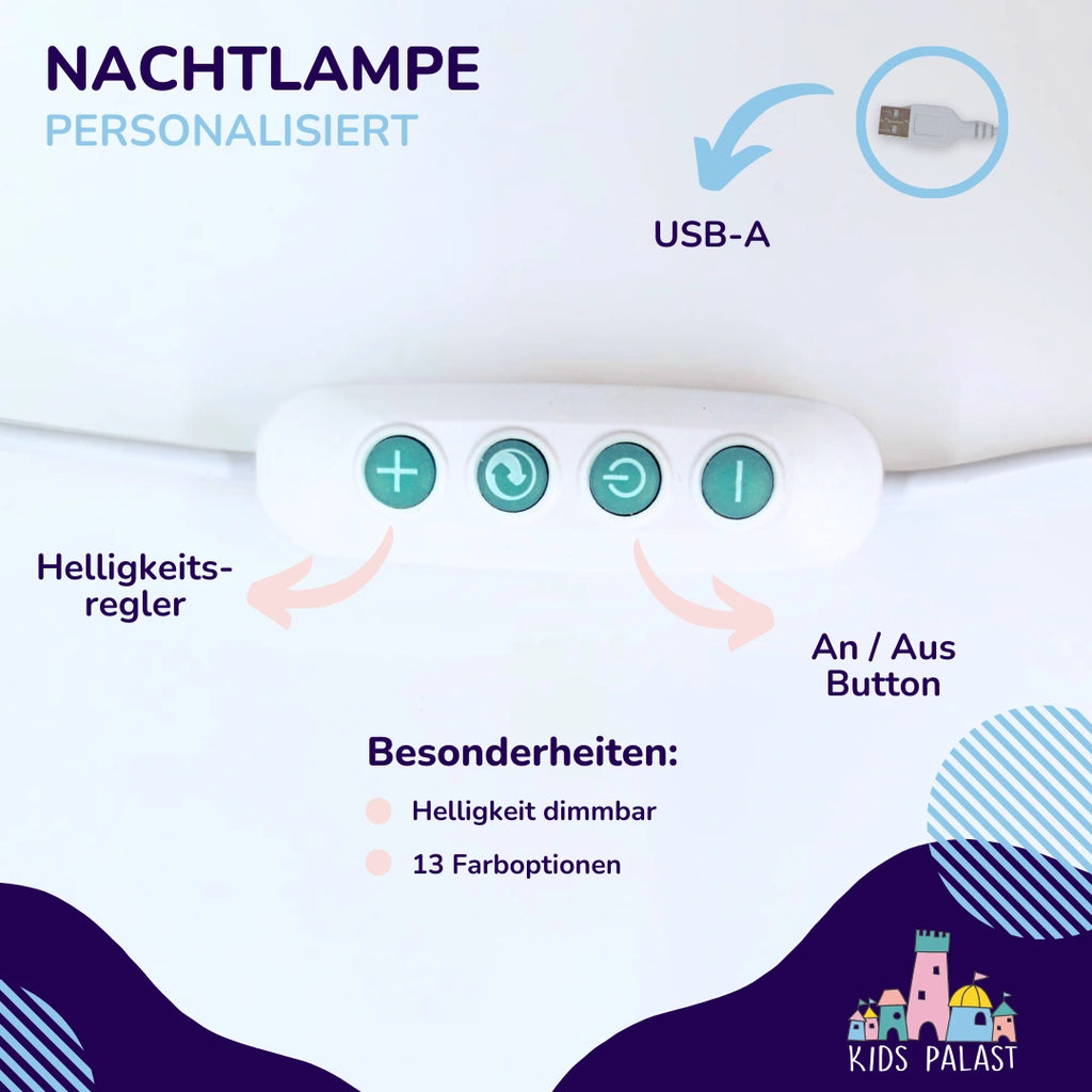 Personalisierte Nachtlampe mit RGB-Beleuchtung - KidsPalast