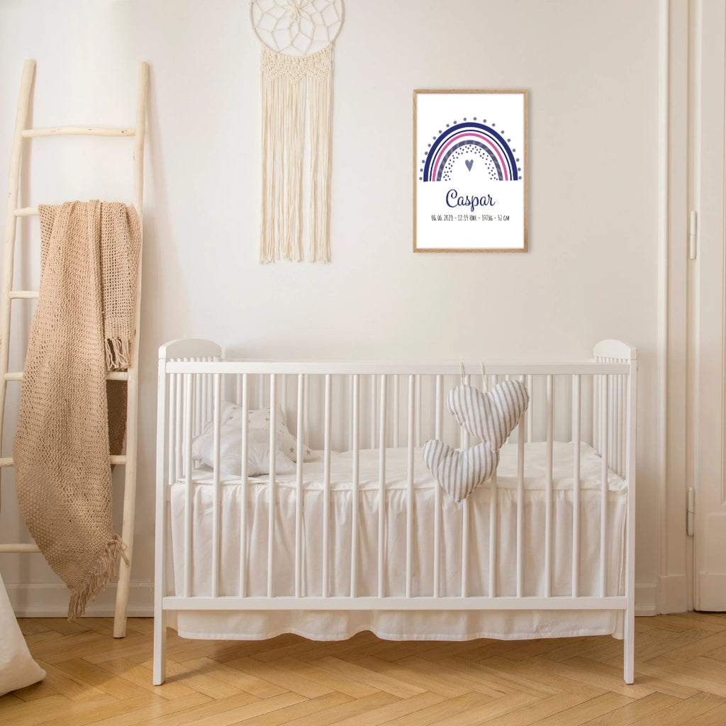 Personalisierte Geburtsposter | Regenbogen-Motiv ohne Rahmen - KidsPalast