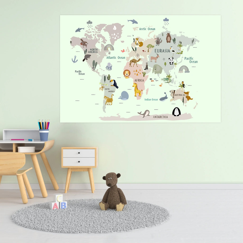 Kinderzimmer Wandaufkleber | Weltkarten-Motiv - KidsPalast